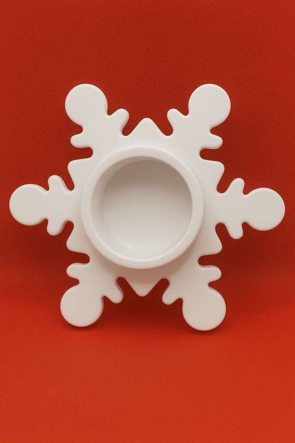 White Ceramic Snowflake – Decorative Holder for Candles or Ornaments